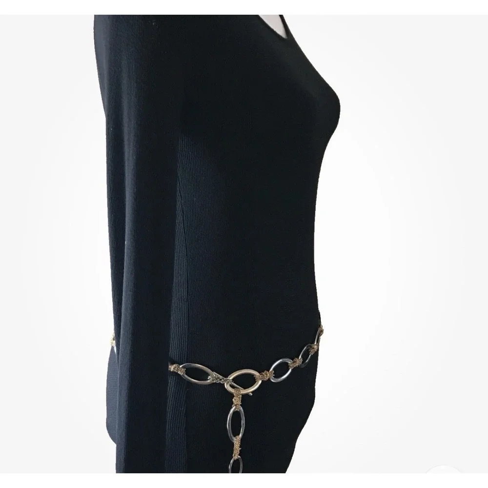 Liz Claiborne Women's Chain Belt One Size Adjustable Gold‎ O Ring Metal L / XL